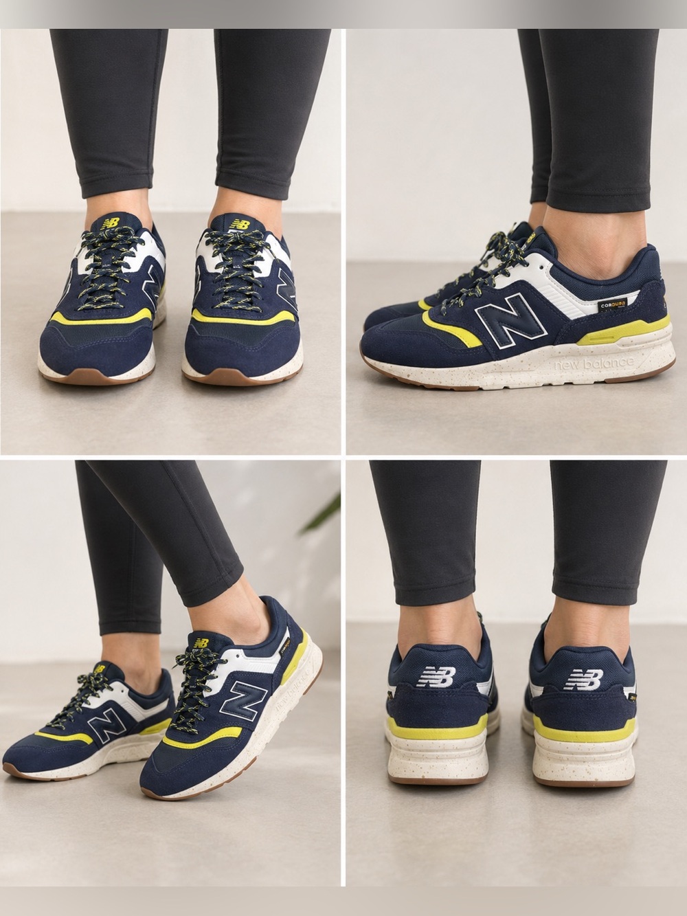 New Balance Women's Navy and Yellow Accent Sneakers 997H